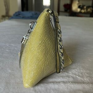 NWOT Yellow Minimalist Canvas Clutch with Silver Accents